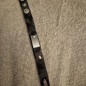 Camouflage Leather Bracelet with Silver Accents